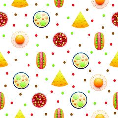 Seamless Pattern Abstract Elements Fast Food Vector Design Style Background Illustration