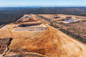 Drone aerial photograph of an industrial sand quarry