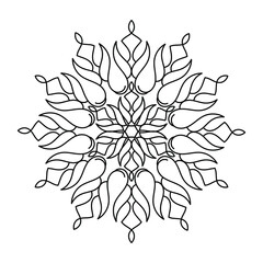 Coloring book for adult and children. Mandala, hand drawn pattern. Vector abstract black and white mandala motif, decorative element for design.