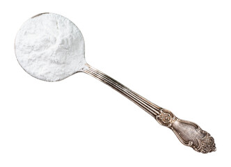 potato starch in silver tablespoon cutout