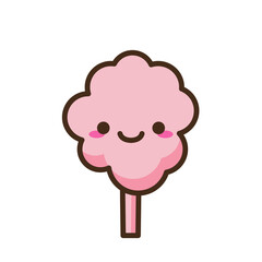Anime style cartoon sweet food. Cotton candy emoji vector character.