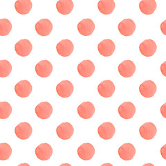 Watercolor seamless pattern in on-trend color with circles and shapes.Kids sun texture on white isolated hand painted background.Designs for nursery rooms,wallpapers,textiles,t-shirts,scarves.