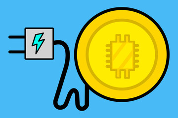 The vector logo illustration picture of a cryptocurrency that use the electricity to produced.