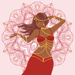Belly dancer girl in red dress design