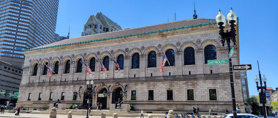 Boston Public Library. Historical library in Boston, MA in Renaissance style. May 11, 2021 - obrazy, fototapety, plakaty