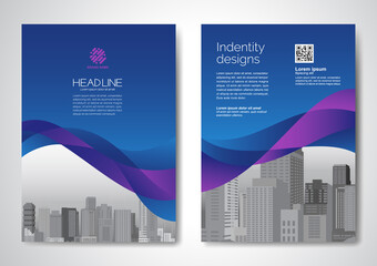 Template vector design for Brochure, AnnualReport, Magazine, Poster, Corporate Presentation, Portfolio, Flyer, infographic, layout modern with blue color size A4, Front and back, Easy to use and edit.