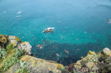 Emerald-colored view of the sea.