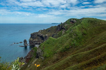 Coastal landscape with Japan's sky and sea.