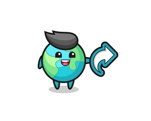 cute earth hold social media share symbol