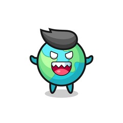 illustration of evil earth mascot character