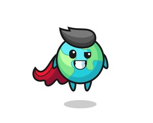 Naklejka premium the cute earth character as a flying superhero