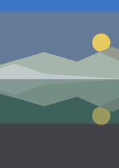 Geometric landscape generative art poster illustration