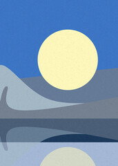 Geometric landscape generative art poster illustration