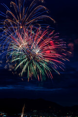 室蘭港の色鮮やかに夜空を彩るしだれ花火