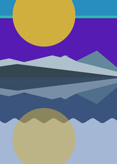 Geometric landscape generative art poster illustration