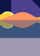 Geometric landscape generative art poster illustration