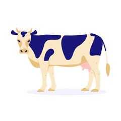 Cow. Vector illustration in flat cartoon style. Isolated on a white background.