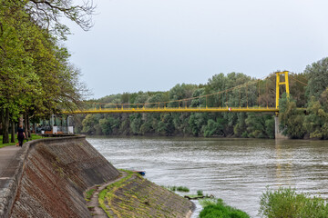 Novi Knezevac, Serbia - May 01, 2021: Bridge on the river Tisa near Novi Knezevac
