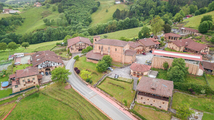 aerial view of etxano countryside town, Spain