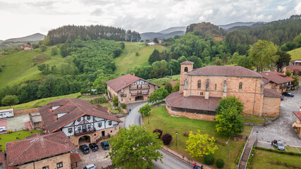 aerial view of etxano countryside town, Spain
