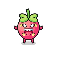 illustration of evil strawberry mascot character