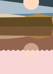 Geometric landscape generative art poster illustration