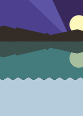 Geometric landscape generative art poster illustration