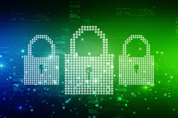 2d illustration Safety concept: Closed Padlock on digital background
