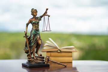 Obraz premium Statue of Themis. Symbol of justice and law, crime and punishment, legal law concept.