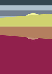 Obraz premium Geometric landscape generative art poster illustration