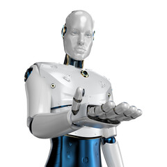 Obraz na płótnie Canvas artificial intelligence robot or cyborg open hand