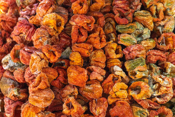 dried red bell pepper, at spice market,