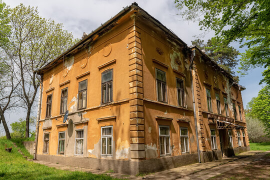 Novi Becej, Serbia - May 01, 2021: Castle on Biserno Ostrvo (Pearl Island) in the natural surroundings og a branch of the river, socalled dead Tisa river.