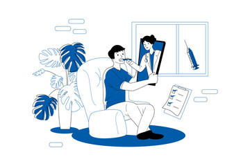 Online Doctor Consultation Illustration concept. Flat illustration isolated on white background.