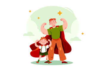 Father's Day Illustration concept. Flat illustration isolated on white background.