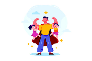 Father's Day Illustration concept. Flat illustration isolated on white background.