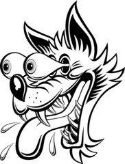 cartoon wolf with eyes popping out