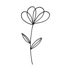 abstract flower icon. hand drawn doodle. vector, scandinavian, nordic, minimalism, monochrome. plant, herbarium.