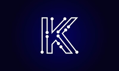 Letter K Logo Design Template, K Abstract Dot Vector Logo Icon Design