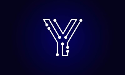 Letter Y Logo Design Template, Y Abstract Dot Vector Logo Icon Design