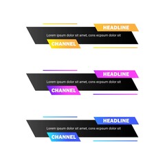 TV Channel live news headline with metallic colorful shade, Live news headline with font design on colorful metallic shade, Lower third TV news headline.