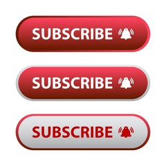 Red and ash Subscribe Button in Flat Style Vector Illustration, Simple metallic subscribe button with red and ash color background vector illustration with bell icon.