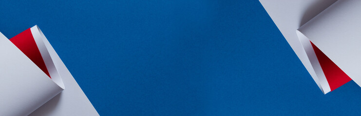 Red, white and blue abstract colored paper banner