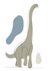 Obraz premium green dinosaur, sketch, continuous line drawing, isolated, vector