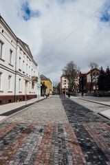 street with old houses  in Chernyakhovsk, Kaliningrad region