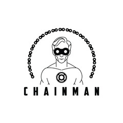 super hero chain man character logo design