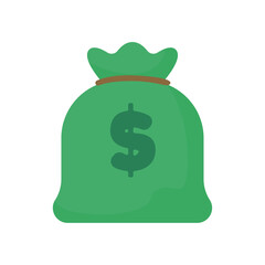 Money bag icon. Vector bags filled with large amounts of money. Money saving ideas