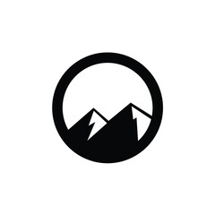 mountains landscape in the circle shape logo design