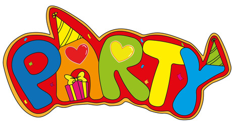 holiday sticker, postcard, sticker, inscription - party