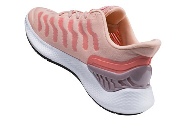 women's sports shoes, as if walking away from us, back side, on a white background